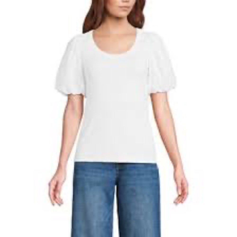 LOFT White Puff Sleeve Blouse NWT